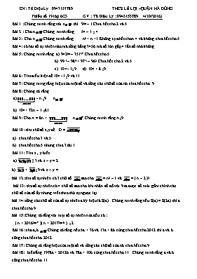 Đại số 6 - Bài tập về chia hết (nâng cao)